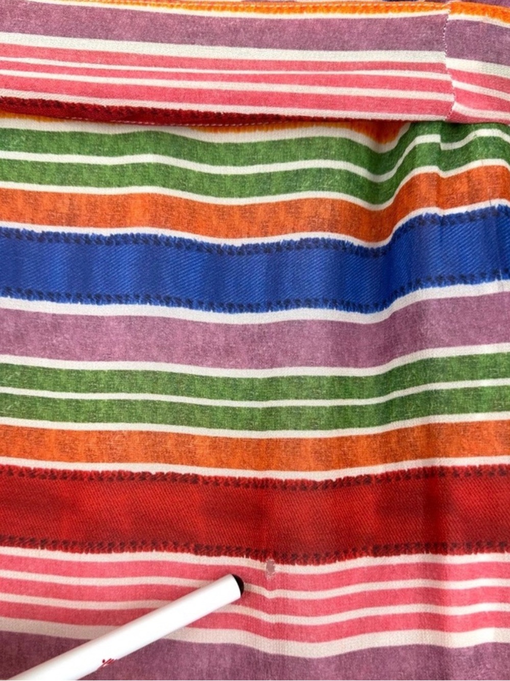 FARM Rio Luana Rainbow Multicolor Striped V-Neck Midi Dress - Red, Green, Blue - Picture 9 of 9